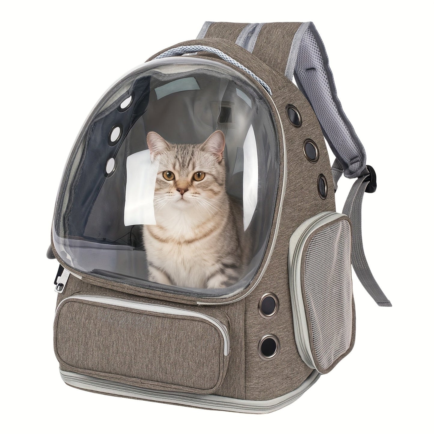 Cat Carrier Backpack Bubble Window Space Capsule Transparent Breathable Travel Bag for Cats & Kittens, Airline Approved Zipper & Pet Door Entry All-Season Cat Backpack, Black Blue Brown Green Gray Pink