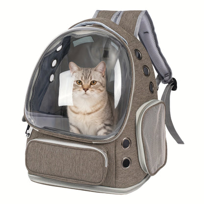 Cat Carrier Backpack Bubble Window Space Capsule Transparent Breathable Travel Bag for Cats & Kittens, Airline Approved Zipper & Pet Door Entry All-Season Cat Backpack, Black Blue Brown Green Gray Pink