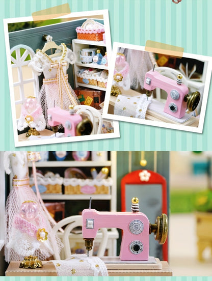 DIY Miniature Shop Dollhouse Kit with Dust Cover – Wooden Mini Store Assembly Set, 4 Themes Sakura Noodles Candy Atelier Coffee, Creative Home Decor Display Gift for Adults & Teens Birthday Christmas