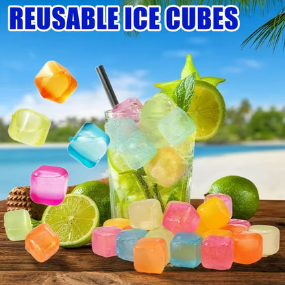 Reusable Plastic Ice Cubes 60/90/120/165 PCS - Non-Melting Non-Diluting Refreezable Ice Cubes for Whiskey, Vodka, Coffee & Cocktails, Rainbow & Unicorn Washable Fake Ice Cubes for Drinks