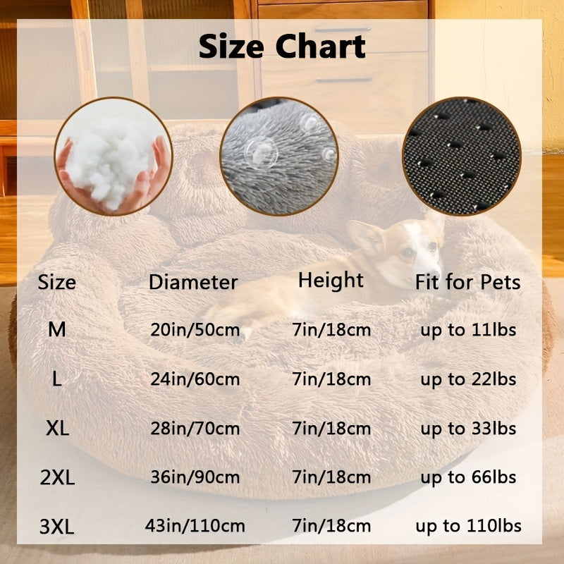 Dog Bed & Cat Bed Plush Bear Paw Print – Soft Warm Pet Bed for Small Medium Large Dogs, Thickened Long Plush, No Assembly, Autumn Winter Pet Sleeping Bed in Coffee Pink Gray