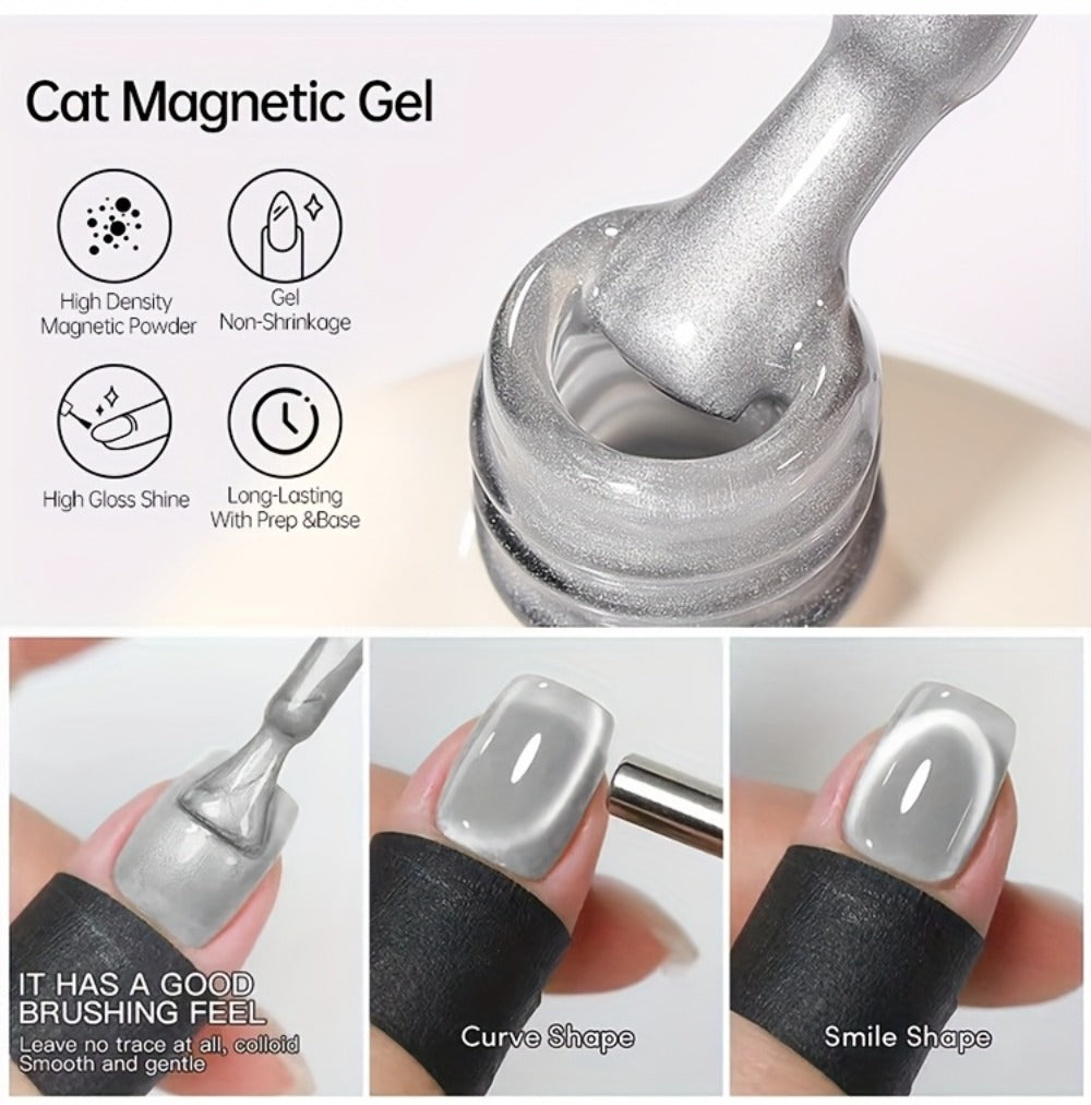 Cat Eye Gel Polish 15ml Plum Bordeaux Magnetic Soak Off UV LED – 3D Light-Shifting Effect Quick Dry Semi-Permanent Long-Lasting Fall Winter Dark Nail Colors for DIY & Salon Nail Art Women