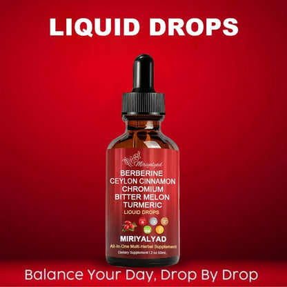 Berberine Blood Sugar Support Liquid Drops 2 fl oz with Ceylon Cinnamon Chromium Bitter Melon Turmeric — Natural Plant-Based Herbal Formula for Glucose Balance Insulin Sensitivity Metabolic Health