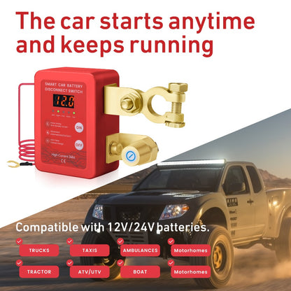 Wireless Battery Kill Switch – 12V/24V 240A Remote Control Cutoff with LED Voltage Indicator, Auto Shutdown, Emergency Stop for Car Truck Boat RV ATV Motorcycle