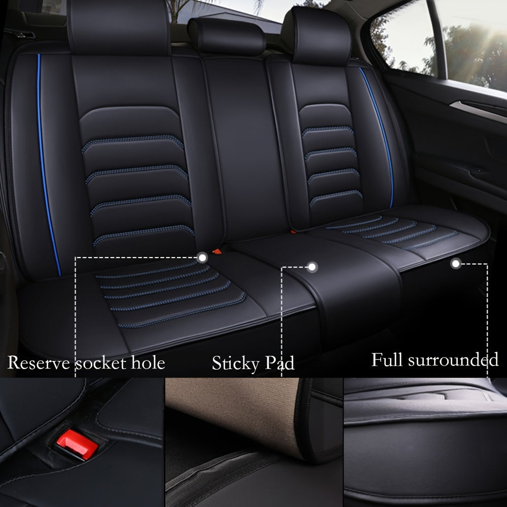 5-Seat Full Set Faux Leather Car Seat Covers - Waterproof All-Weather Protection, Full Surrounded Cushion Protector with Soft Foam Padding, Precise Fit for Cars, Trucks, Sedans & SUVs - Easy Installation, Durable Automotive Interior Accessories (Ideal Chr