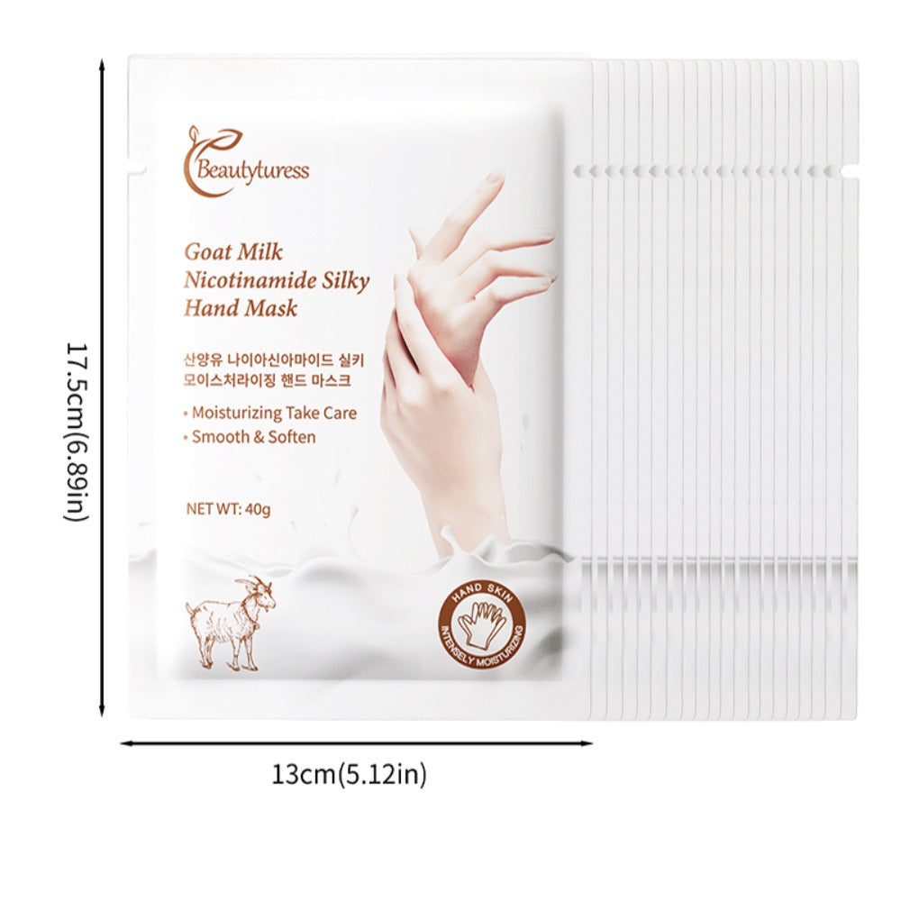 Moisturizing Hand Mask Gloves 20 Pairs with Niacinamide, Goat Milk & Glycerin | Brightening Deep Hydration Spa Treatment for Dry Rough Cracked Hands | Hypoallergenic Fragrance-Free Bulk Gift for Women