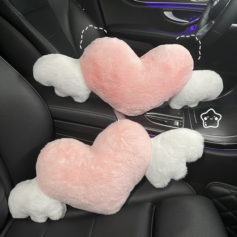 1pc Cute Cartoon Car Headrest, Neck Pillow, Cartoon Love Back Lumbar Pillow Seat Back Cushion Car Interior Decoration, Creative Cute Plush Pillow Car Seat Interior Decoration Gift for Mother, Grandma, Wife Christmas Anniversary