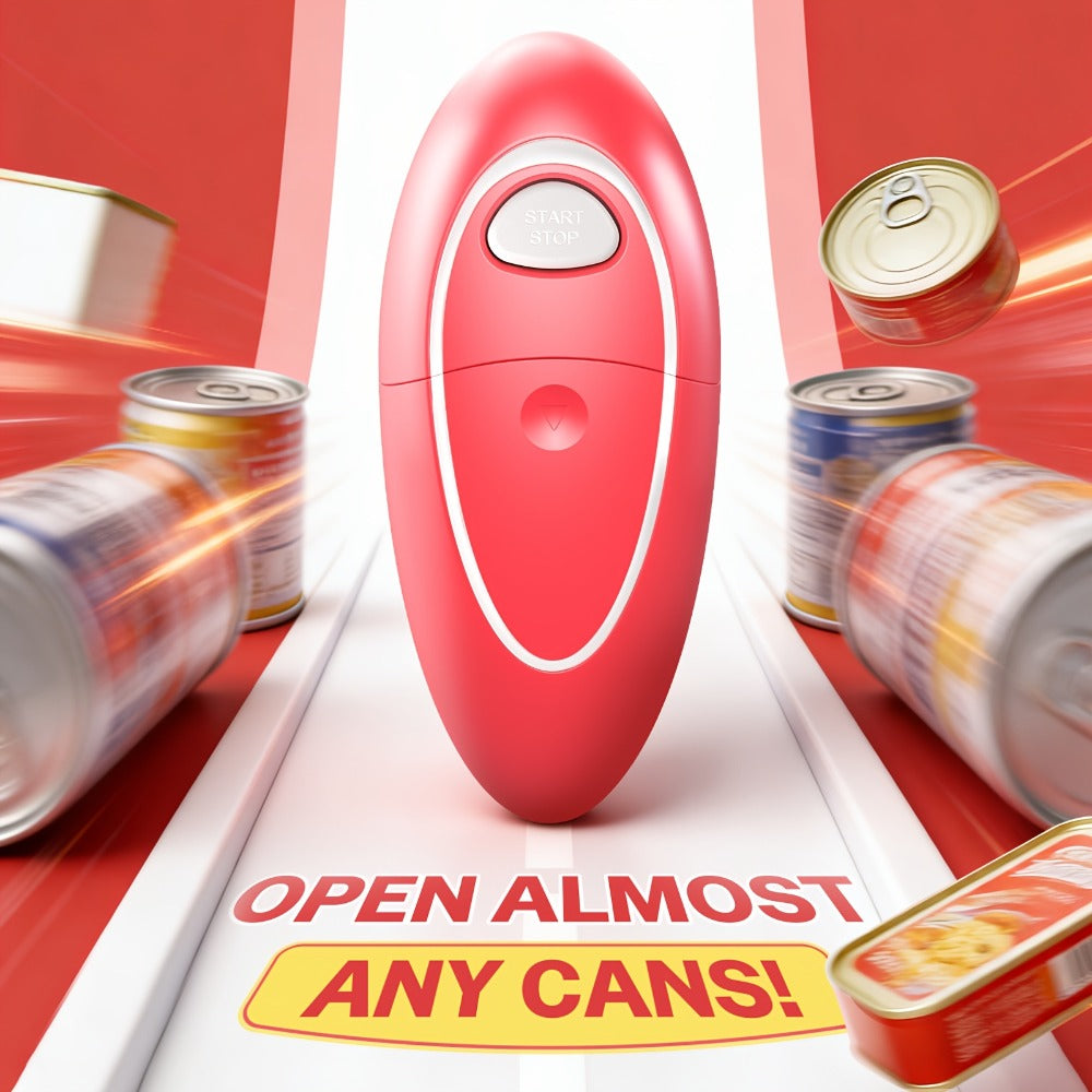 Electric Can Opener One Touch Automatic – Smooth Edge Safety Cut, Hands-Free Operation, Portable Cordless Design for Kitchen & Outdoor, Easy for Seniors & Arthritis Sufferers