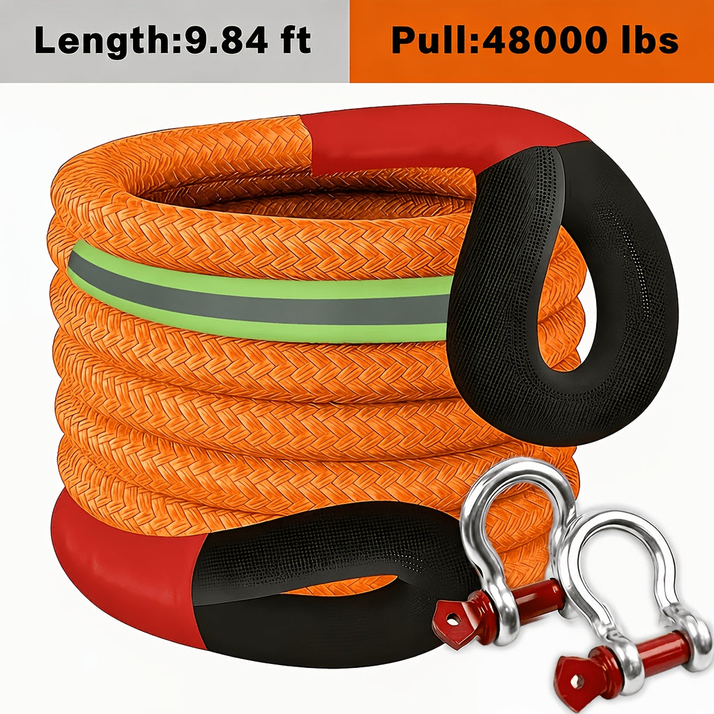 Heavy Duty Recovery Tow Rope, 44000/40000/25000/5700 LBS Break Strength, Emergency Tow Rope for Truck Jeep ATV & More, Towing Strap with 2pcs D Ring Shackles, Reflective Safety Flag, Storage Bag, Truck Towing, Vehicle Recovery, Durable Strap