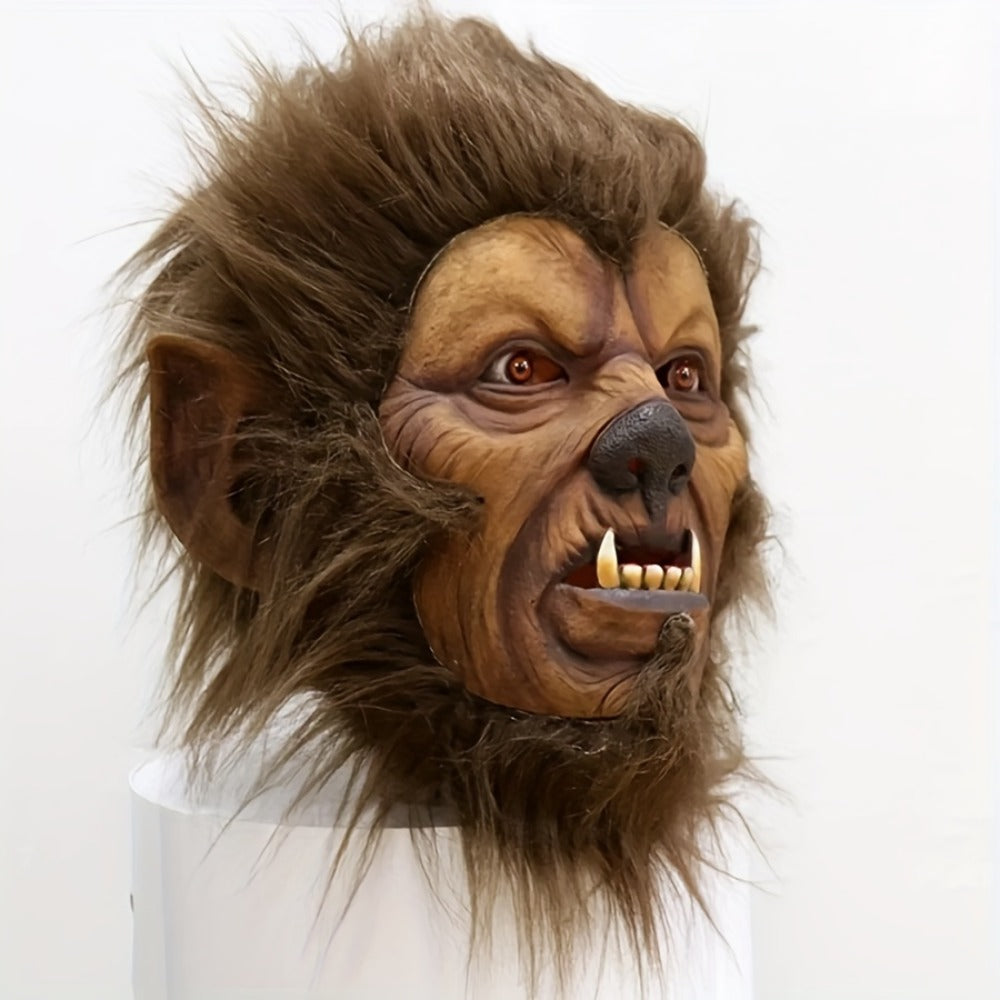 Hairy Beast Latex Masquerade Mask for Men – Natural Latex Full Face Halloween Costume Mask for Themed Party Cosplay Masquerade Ball Scary Dress Up, Cool Dashing Design Hand Washable