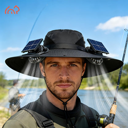 Solar Powered Dual Fan Sun Hat with USB Charging – Adjustable Strap, Breathable Mesh Design, High Airflow, Long Battery Life, Ideal for Fishing Hiking Camping Gardening Outdoor Work
