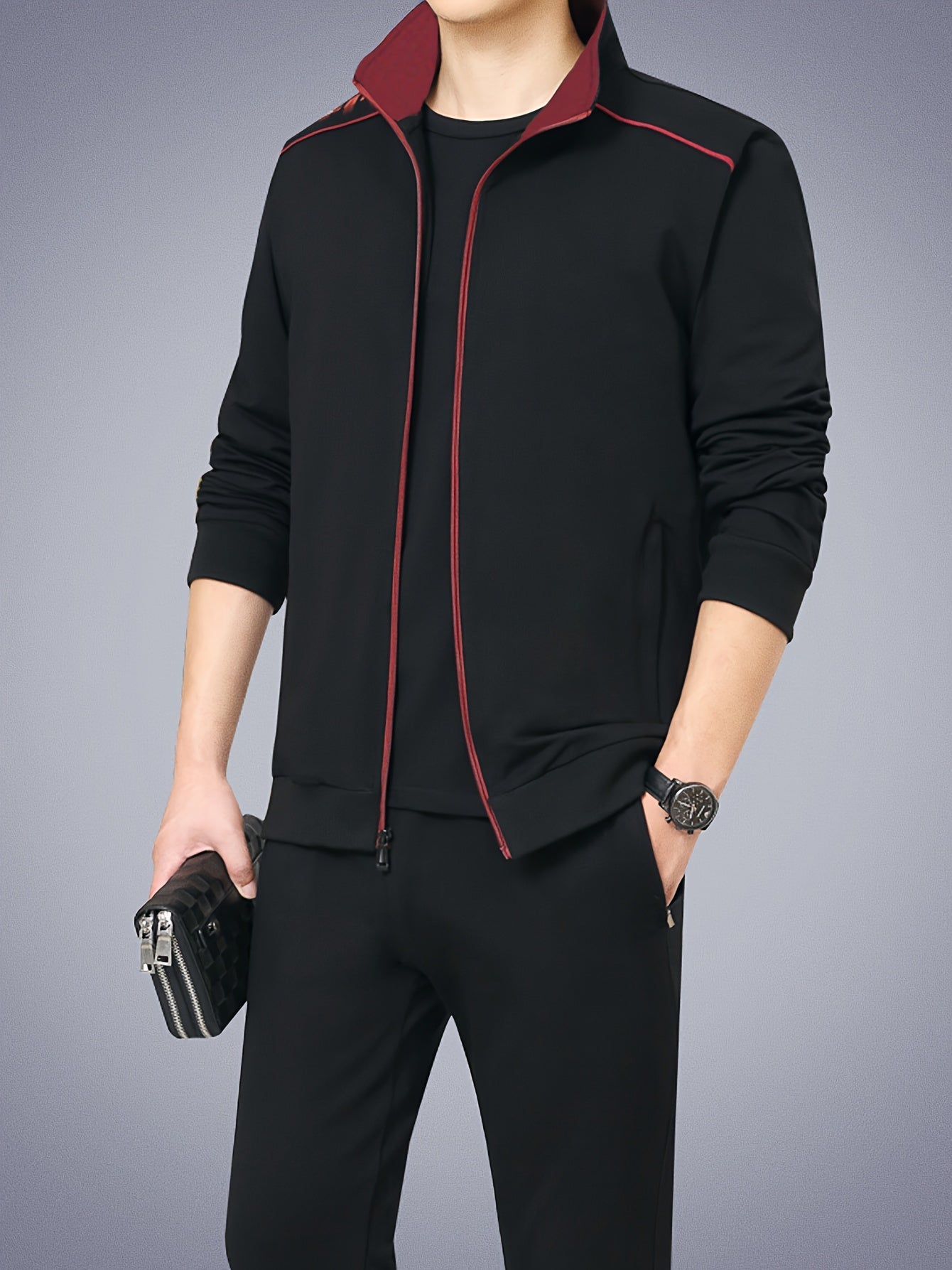 Men's Stand Collar Zip-Up Jacket - Regular Fit Transitional Layer