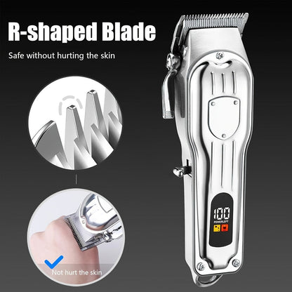Hair Clipper Set for Men - Professional Cordless Rechargeable Hair Trimmer with LCD Display, Metal Body, Home Haircut Kit, 1 or 2 Piece Set, Father's Day & Birthday Gift for Men