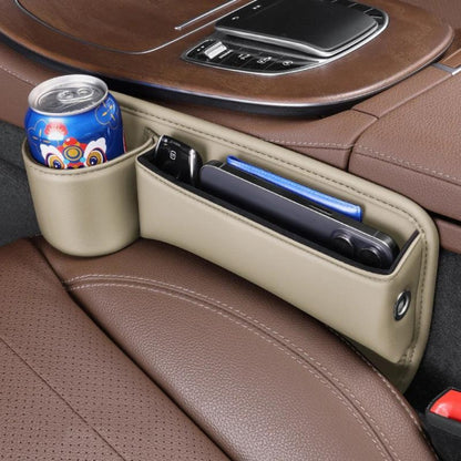Car Seat Gap Organizer PU Leather – Side Filler Storage Box with Phone, Card, Key & Cup Holder, Non-Slip, Universal Fit, Front Seat Gap Pocket, 1pc or 2pc Set