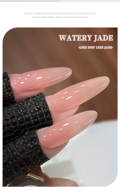 Jelly Gel Nail Polish Set 6 Colors Glass Nail Look Translucent Buildable Coverage 0.51oz Each - Semi-Permanent Soak-Off UV LED High-Gloss Salon Finish Nail Art Kit for Women Shades M14 M16 M17 M18 M19 M20