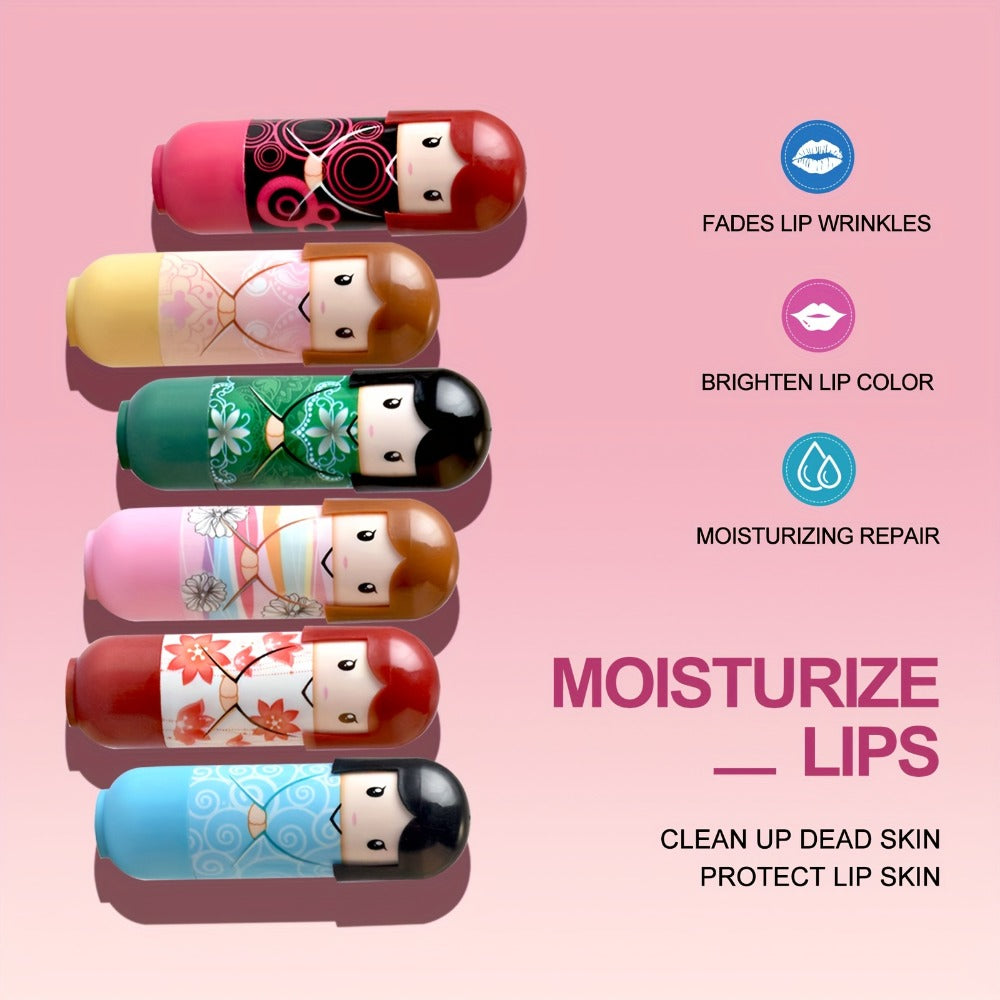 Lip Balm Set 24 Pieces - Cute Doll Design Moisturizing Lip Care, Long-Lasting Hydration for Dry & Chapped Lips, Fun Birthday Gift for Girls, Teens & Kids, Set A & Set B