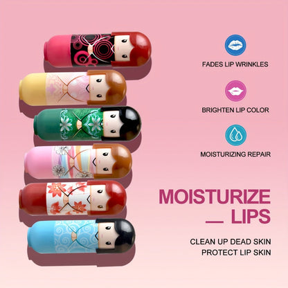 Lip Balm Set 24 Pieces - Cute Doll Design Moisturizing Lip Care, Long-Lasting Hydration for Dry & Chapped Lips, Fun Birthday Gift for Girls, Teens & Kids, Set A & Set B