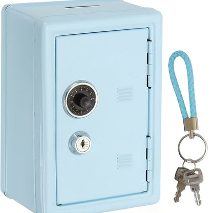 Metal Coin Bank Safe with Key and Combination Lock – Secure Steel Money Box with Removable Drawer, Coin Slot & Cash Storage for Home Office, Kids Gift