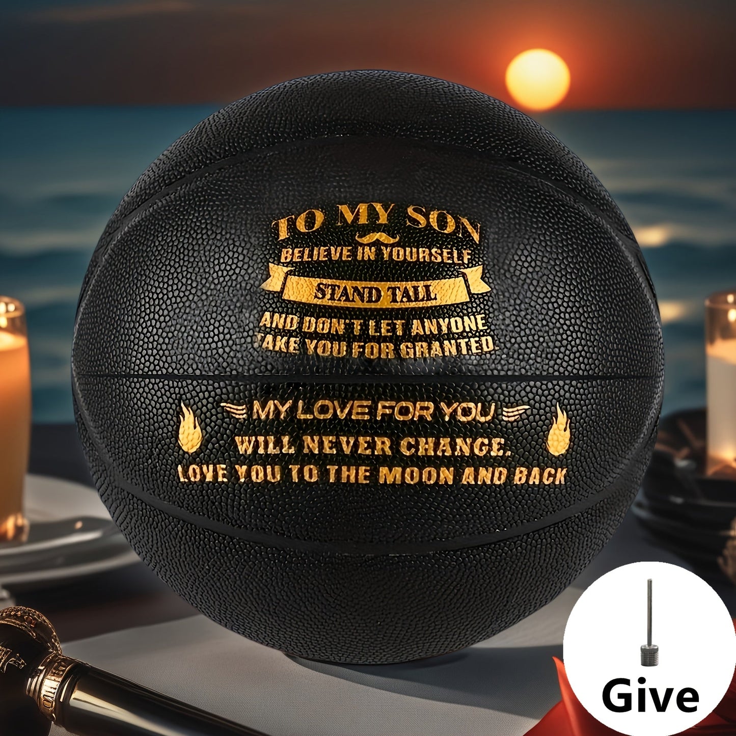 Personalized Basketball Gift for Son & Grandson Standard Size with Pump To My Son To My Grandson Heartfelt Message Sports Birthday Christmas Holiday Gift for Boys Teens