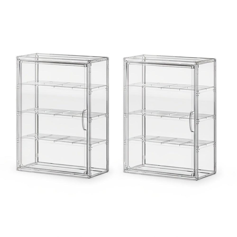 Acrylic Display Case Wall Mounted 4 Tiers – Clear Figure Display Cabinet with 3 Adjustable Dividers, Magnetic Door & Dust-Proof Design for Action Figures, Collectibles, Funko Pop, Toys & Models