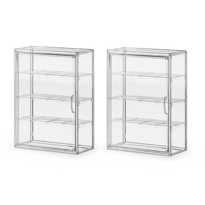 Acrylic Display Case Wall Mounted 4 Tiers – Clear Figure Display Cabinet with 3 Adjustable Dividers, Magnetic Door & Dust-Proof Design for Action Figures, Collectibles, Funko Pop, Toys & Models