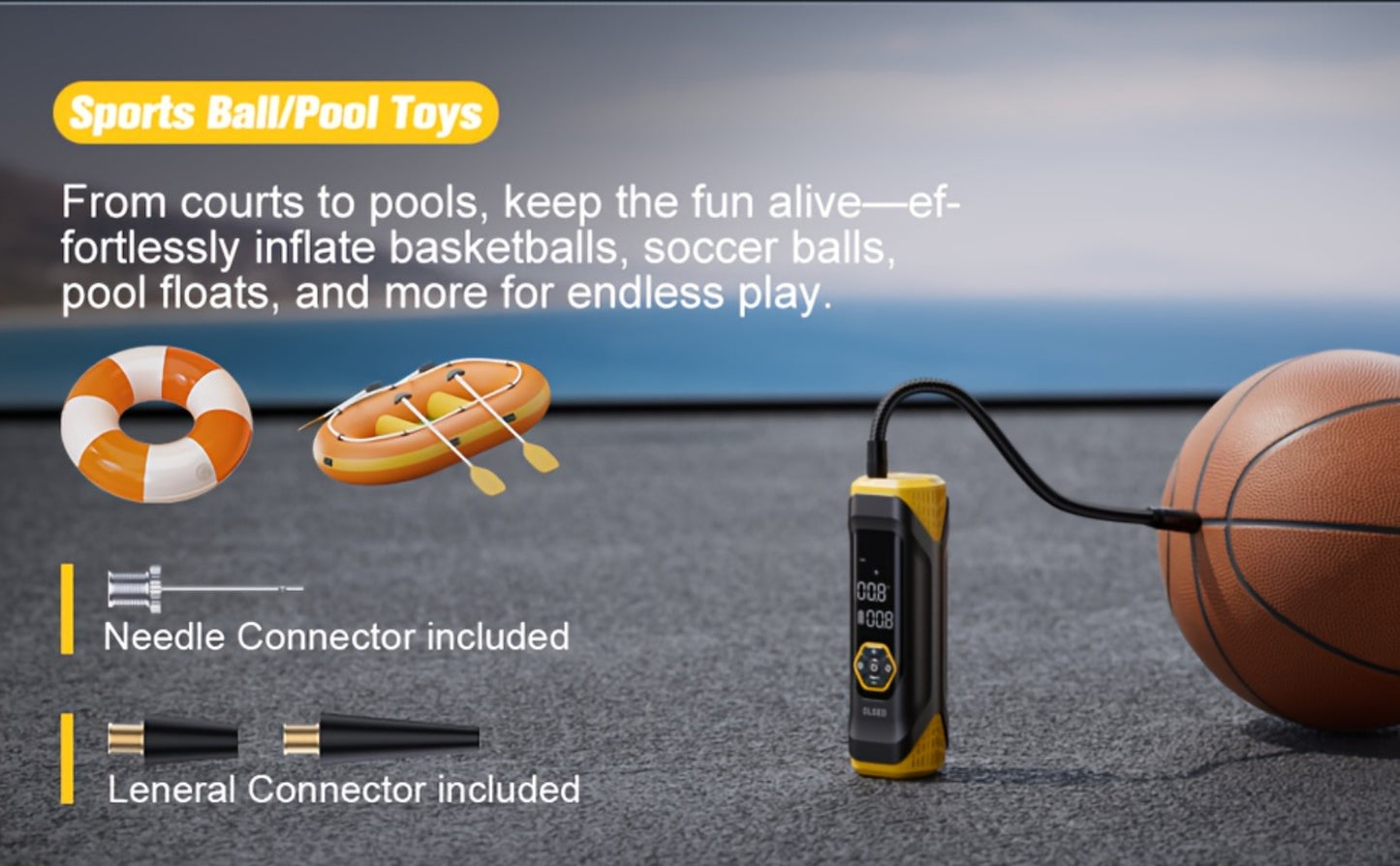 OLGEO M9 Portable Tire Inflator 180PSI Cordless Air Compressor 8-in-1 Fast Inflation 40-Min Battery Type-C Fast Charge LED Light for Car Bike Motorcycle Ball