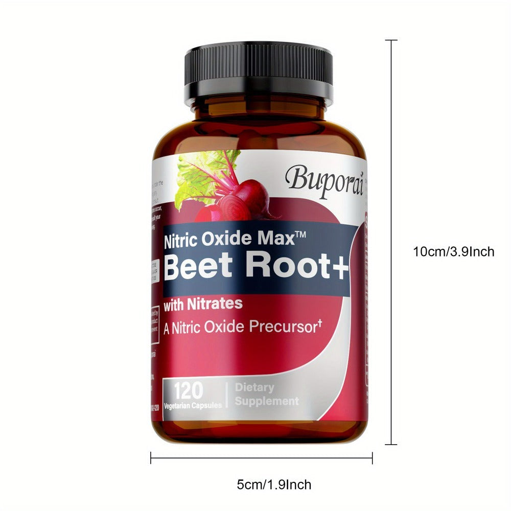 Nitric Oxide Beet Root Supplement with Beet Root Powder, Nitrates, Black Pepper & Antioxidants - Supports Blood Pressure, Heart Health & Nitric Oxide Production - 120 Capsules