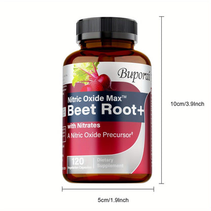 Nitric Oxide Beet Root Supplement with Beet Root Powder, Nitrates, Black Pepper & Antioxidants - Supports Blood Pressure, Heart Health & Nitric Oxide Production - 120 Capsules