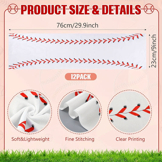 12 Pack Sport Cooling Towel Set 30"x9" Microfiber Chilly Sweat Rags for Baseball Softball Soccer Golf Gym Running Coach Team Gift - Breathable Quick Dry Ice Cold Towels for Athletes Men Women Kids