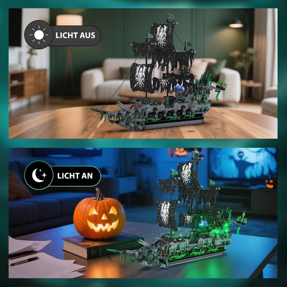 Flying Dutchman Pirate Ship Building Blocks Ghost Ship Model 40001 with LED Lights – Adult Teen Collector Construction Kit, Haunted Nautical Display Piece, Halloween Christmas Gift for Men Teens 14+