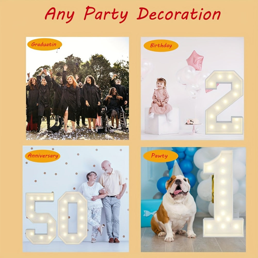 Giant LED Number Light 28.7 Inch Warm White – Illuminated Number Balloon Frame for Birthday Anniversary Graduation Party, PS Foam Board Digit Stand Photo Backdrop Decoration