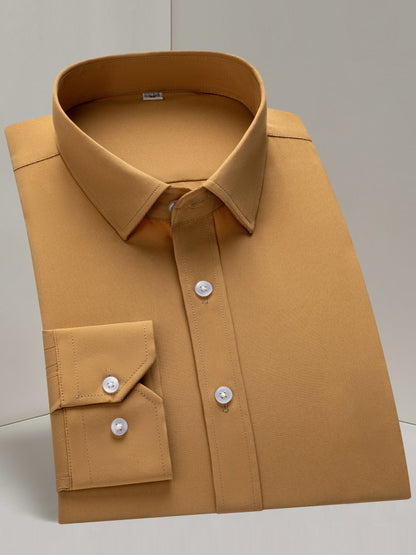 Men's Solid Long Sleeve Dress Shirt - Stretch