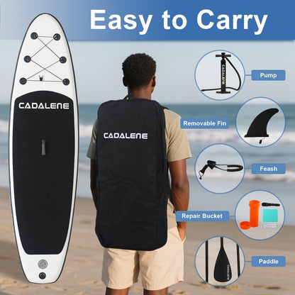 Double-Layer PVC SUP Board 10ft x 33'' Drop-Stitch Inflatable Paddle Board 12-15PSI EVA Deck 3 Fins Full Accessories Kit for Yoga Fishing Surfing Adults