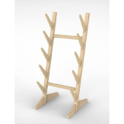 Skateboard Storage Rack 5-Layer Freestanding Wood Display Stand – Holds Longboards, Snowboards & Decks, 75° Angled Shelf with Non-Slip Base, DIY Paintable Pine Wood, Bedroom & Garage Organizer