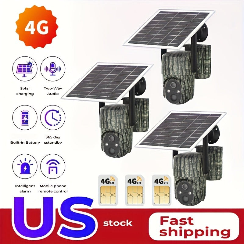 4G Cellular Game Camera Solar Powered - 2K Live View, 0.02s Motion Trigger, Night Vision, No WiFi Needed for Hunting & Wildlife