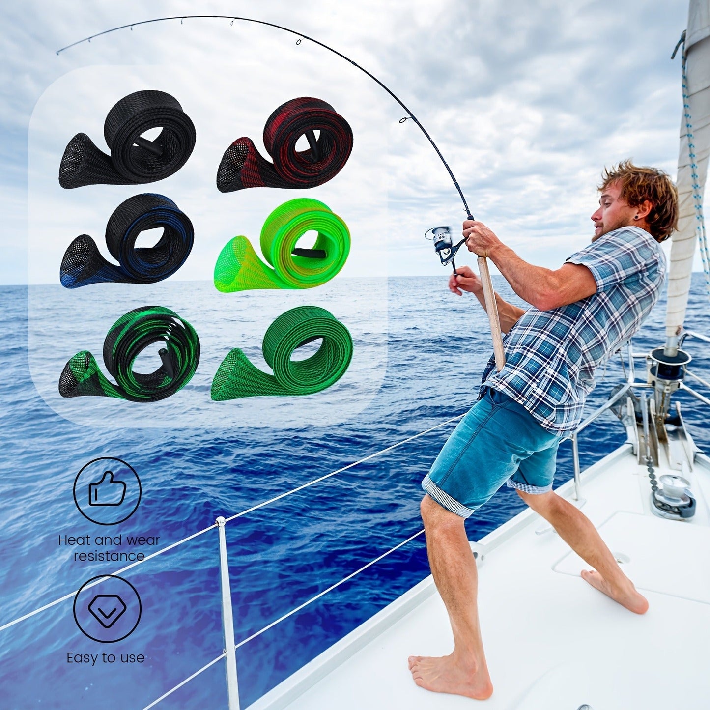 Fishing Rod Sleeve Socks 6/12pcs – PET Anti-Abrasion Rod Protectors for Fly, Spinning & Casting Rods