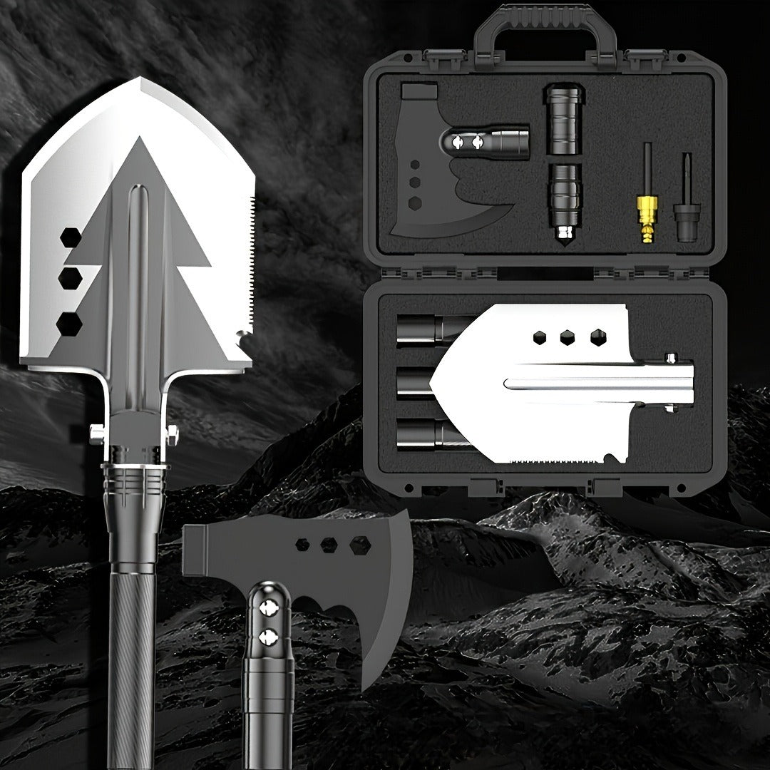 Hand-Forged Camping Axe & Shovel Set Portable Outdoor Tool Kit for Chopping Firewood Hiking Backpacking Gardening Backyard Survival Activities
