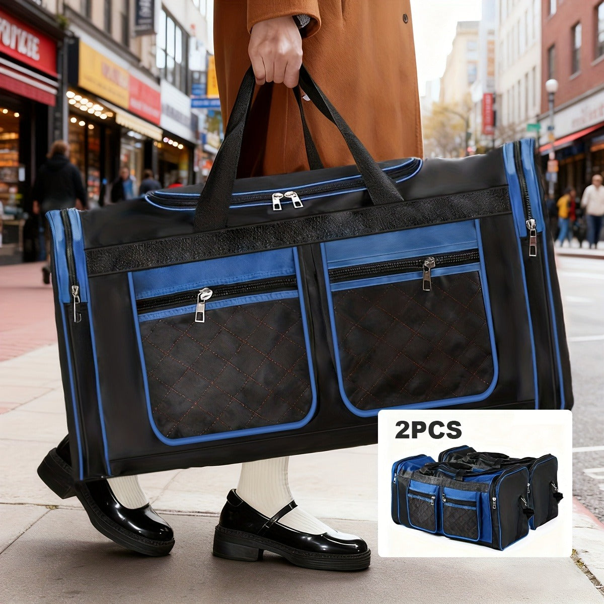 Gym Duffel Bag Large Capacity Travel Bag for Men Women Heavy Duty Polyester Multi Pocket Adjustable Shoulder Strap Zipper Closure for Fitness Workout Weekend Trips Business Travel Outdoor Black Blue Red