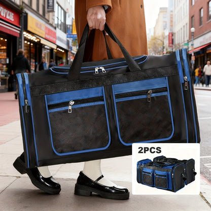 Gym Duffel Bag Large Capacity Travel Bag for Men Women Heavy Duty Polyester Multi Pocket Adjustable Shoulder Strap Zipper Closure for Fitness Workout Weekend Trips Business Travel Outdoor Black Blue Red
