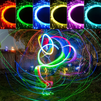 Rechargeable LED Fiber Optic Whip | 7-Color Glow Rave Dance Toy
