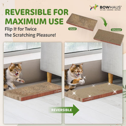 Cat Scratcher Lounger Reversible - Large Cardboard Cat Scratching Pad & Board for Indoor Cats, 5-Layer Durable Construction, Double-Sided Scratch Surface, Furniture Protector, Basic 8pcs & Curved 1pc
