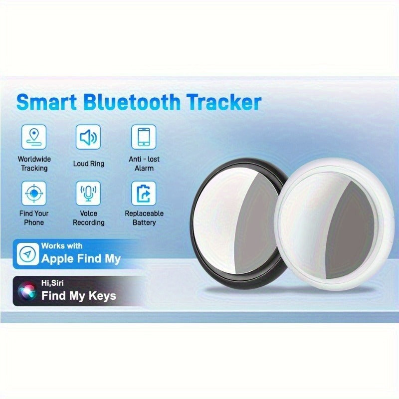 Wireless Smart Item Tracker Tags 2 Pack – Bluetooth Item Finder Compatible with Find My App (iOS), Replaceable Battery, Silicone Case Included, Lightweight Compact Locator for Keys, Luggage, Bags, Wallets & Pets
