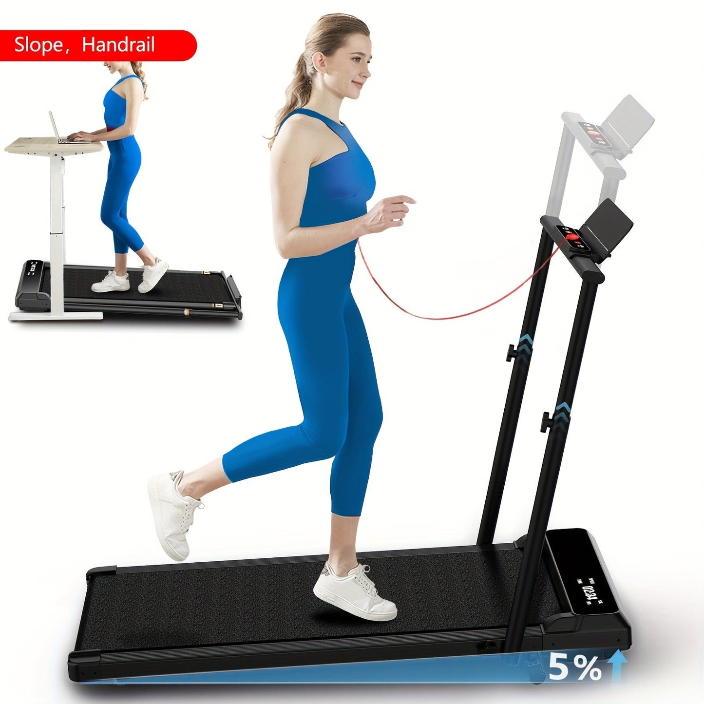 Incline Foldable Treadmill Walking Pad – 300lb Capacity, Portable with Handles, Under Desk Compact Design for Home & Office Use – 3 Model Options