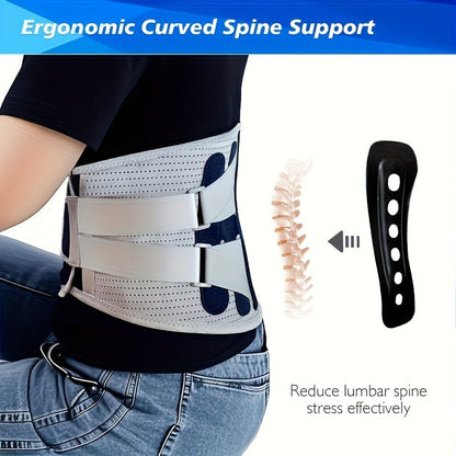 Lumbar Support Belt for Men & Women – Adjustable Lower Back Brace with Aluminum Alloy Reinforcement, Breathable Hook-and-Loop Waist Support for Gym, Office, Warehouse & Heavy Labor (M–XXXL)