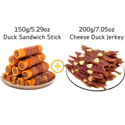 Sesame Duck Jerky Dog Treats 400g Mixed Flavor – Cheese Duck, Chicken Jerky & Sandwich Sticks, High Protein Low Fat, Long Lasting Digestible Chews, Training Treats for All Dog Sizes