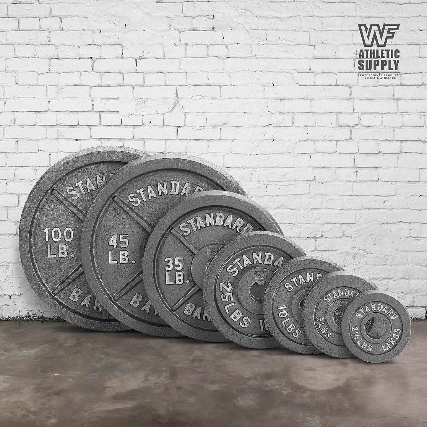 Cast Iron Weight Plates 2-Inch Standard Barbell Plates Solid Iron Gym Weights for Strength Training Weightlifting Bodybuilding Powerlifting Home Gym Multiple Sizes 2.5LB to 100LB