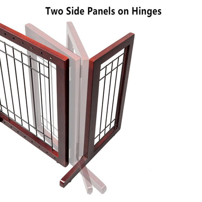Freestanding Pet Gate for Dogs & Cats - Solid Wood Dog Gate for House, Adjustable 40" to 71" Wide, Indoor Dog Fence for Doorways Stairs Hallways, No-Drill Extra Wide Baby Gate