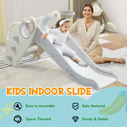 Foldable Toddler Slide for Indoor & Outdoor – Non-Slip Steps, Safe Handrail, Anti-Slip Mat, Extra-Long Buffer Slide – Kids Home Climbing Play Set, Birthday Gift for Boys & Girls
