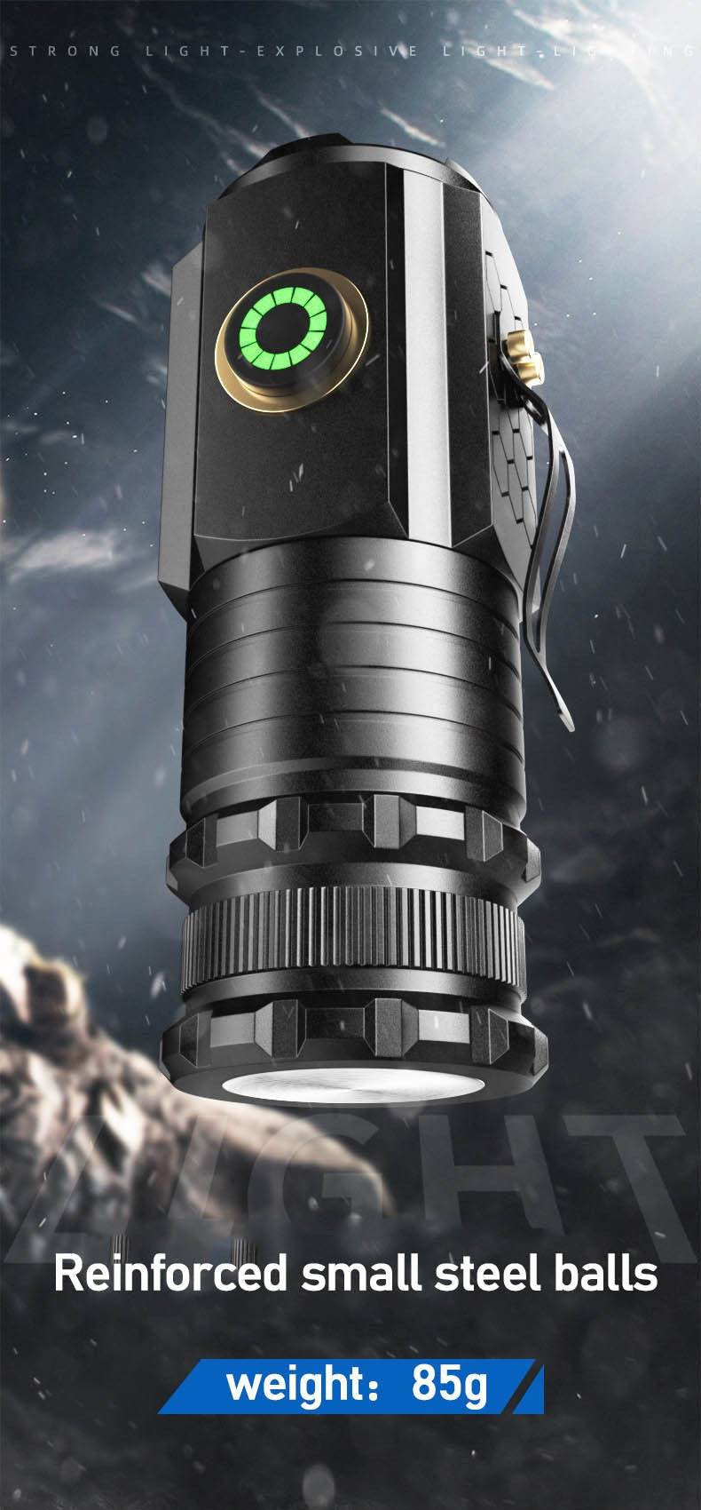 2000 Lumens Mini EDC Flashlight – Rechargeable 18650 Lithium Type-C, 4 Dimming Modes & Turbo, 300M Beam, Compact Pocket Torch for Camping, Hiking & Emergencies (Short/Long, Black/Classic)