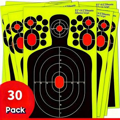 Splatter Shooting Targets Human Silhouette 20 Pack – Reactive Glow Fluorescent Paper Range Targets for Pistol, Rifle & Archery Training | High-Visibility Shot Placement Feedback